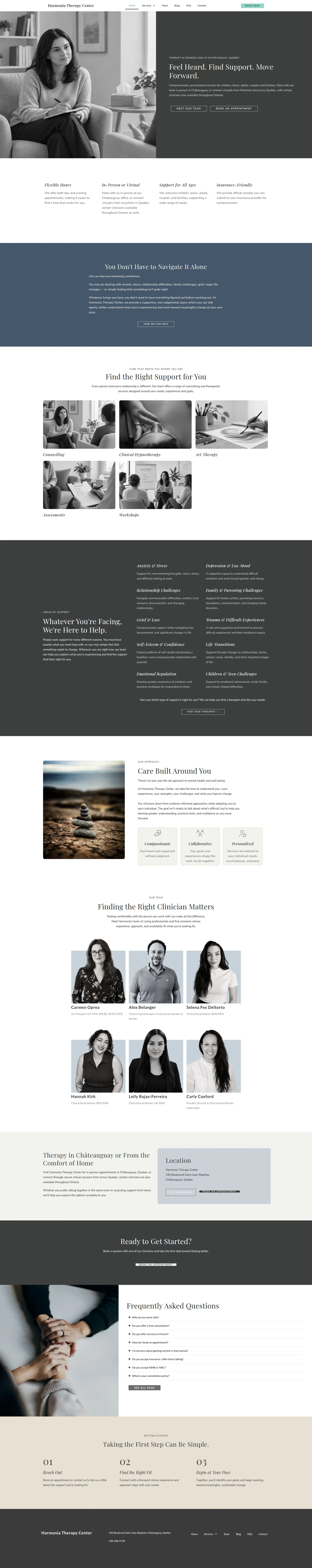 The Harmonia Therapy Center home page, full length