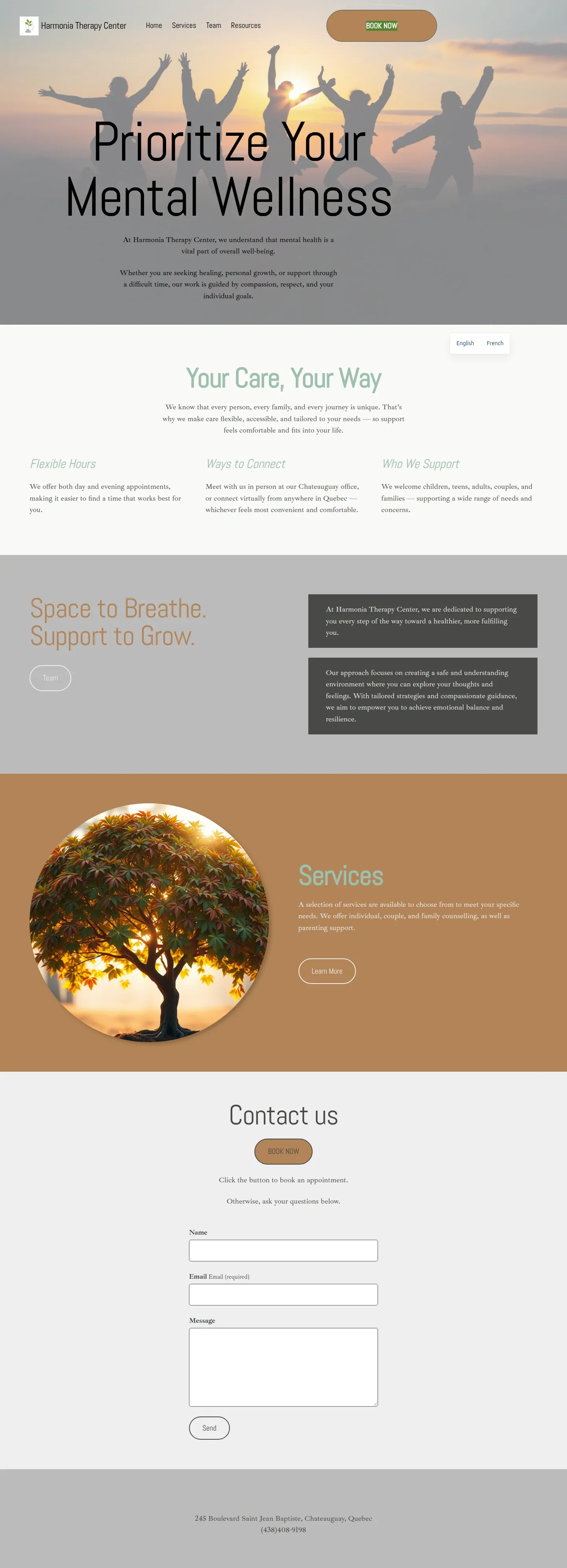 The original Harmonia Therapy Center home page, full length